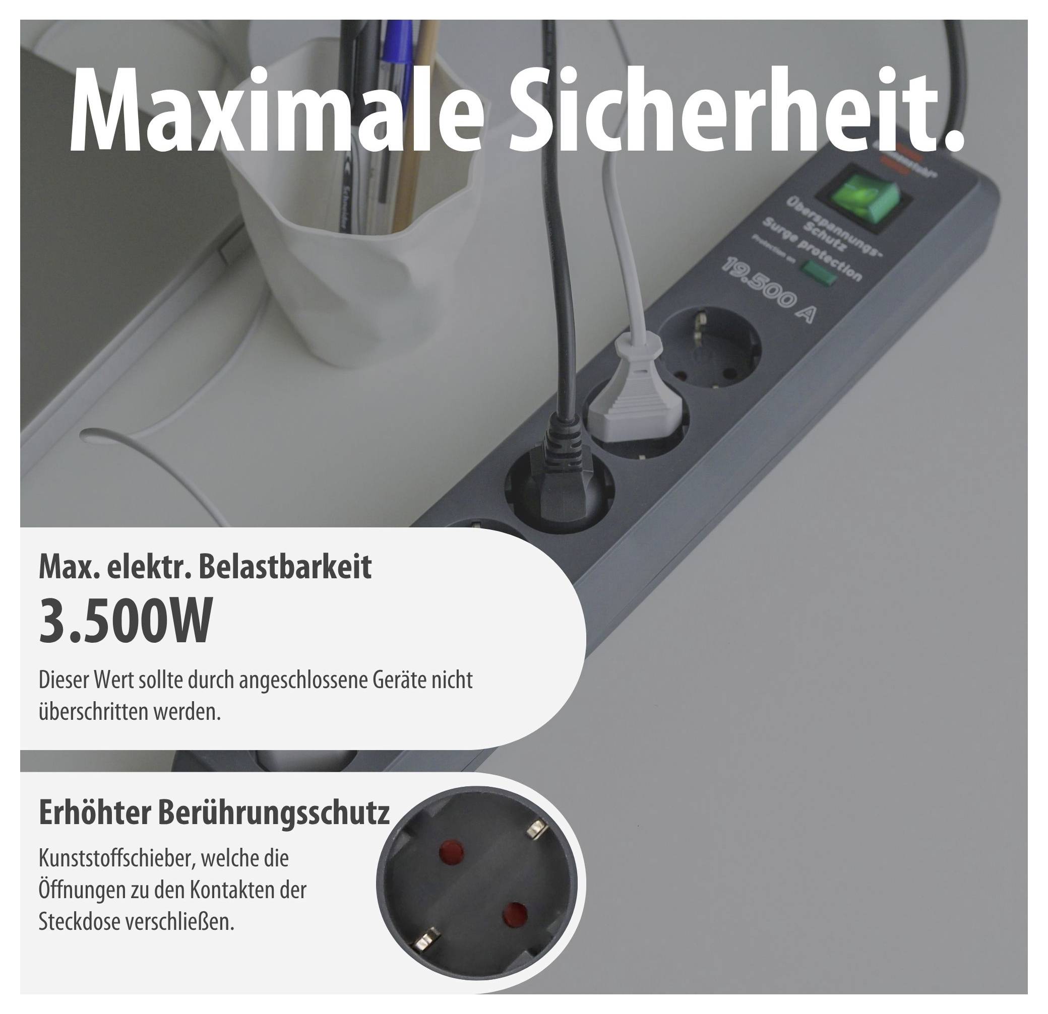 Brennenstuhl 1159540366 Overspanningsveilige stekkerdoos 6-voudig Antraciet Randaarde stekker 1 stuk(s)-4