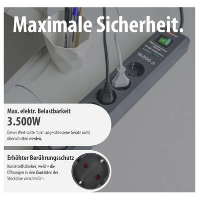 Brennenstuhl 1159540366 Overspanningsveilige stekkerdoos 6-voudig Antraciet Randaarde stekker 1 stuk(s)-4