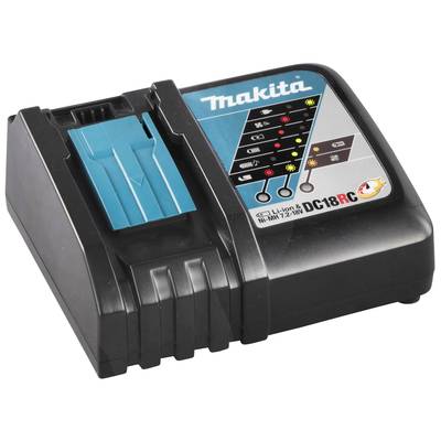 Makita Acculader DC18RC met statusaanduiding voor laadstatusinformatie, geschikt voor Li-Ion en NiMH accu's.