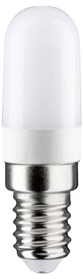 Een witte LED-gloeilamp met E14-fitting, cilindrische vorm, geschikt voor energiezuinige, duurzame verlichting in lampen en armaturen.