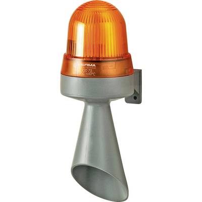 Een oranje noodroterende zwaailicht met een bijbehorende grijze montagebeugel, gebruikt voor signalering of waarschuwingsdoeleinden.