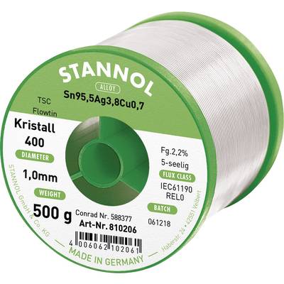 Stannol Ecology TS Soldeertin, loodvrij Spoel Sn95,5Ag3,8Cu0,7 REL0 500 g 1 mm