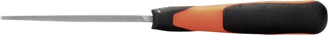 Een platte schroevendraaier met een zwart en oranje handvat, liggend op zijn kant.