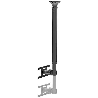 Een metalen steun voor televisies of monitors met verstelbare arm en plafondbevestiging. Ideaal voor flexibele schermpositionering.