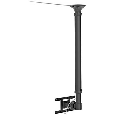 Een zwarte telescopische antenne, gemonteerd op een steun met kabelaansluiting, vermoedelijk ontworpen voor gebruik buitenshuis.