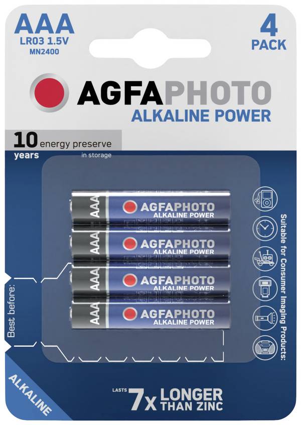 AgfaPhoto Power LR03 AAA batterij (potlood) Alkaline 1.5 V 4 stuk(s)