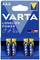 VARTA LONGLIFE Power AAA-batterijen in een blauwe verpakking, vier stuks. Label 'Made in Germany'. Alkaline-type.