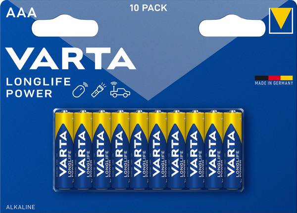 Varta LONGLIFE Power AAA Bli 10 AAA batterij (potlood) Alkaline 1.26 Ah 1.5 V 10 stuk(s)