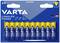 Een verpakking van 10 AA Varta Longlife Power batterijen in een blauwe verpakking, vervaardigd in Duitsland, geschikt voor verschillende apparaten.