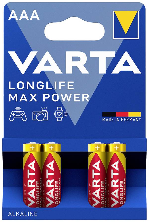 Varta LONGLIFE Max Power AAA Bli 4 AAA batterij (potlood) Alkaline 1270 mAh 1.5 V 4 stuk(s)