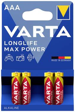 Varta LONGLIFE Max Power AAA Bli 4 AAA batterij (potlood) Alkaline 1270 mAh 1.5 V 4 stuk(s)