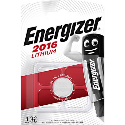 Energizer Knoopbatterij 2016 Lithium, kinderbestendig ontwerp, 3 Volt, houdbaar tot 07/2029, 1 stuk.