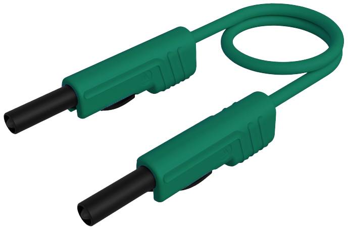 'Groen springtouw met zwarte handvatten, weergegeven in een lussenvorm.'