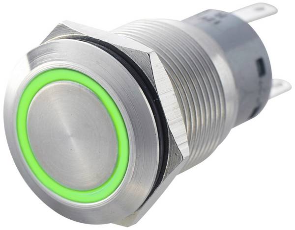 TRU COMPONENTS 701318 LAS1-AGQ-11ZE, GN Vandalismebestendige drukschakelaar 250 V/AC 5 A 1x aan/aan Continu Groen IP67 1 stuk(s)