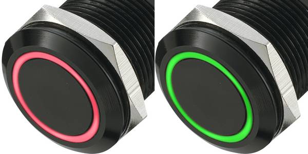 TRU COMPONENTS 702477 LAS1-AGQ-11E/R-G Vandalismebestendige druktoets 250 V/AC 5 A 1x uit/(aan) Moment Rood, Groen 1 stuk(s)