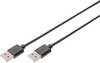 Digitus AK-300100-010-S USB-kabel USB 2.0 USB-A stekker, USB-A stekker 1.00 m Zwart Stekker past op beide manieren