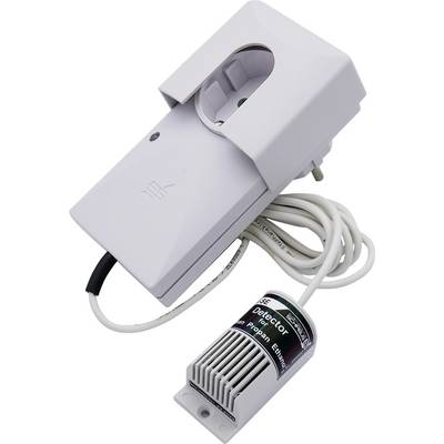 Een witte gasdetector met kabel en stekkerverbinding voor het detecteren van propaan.