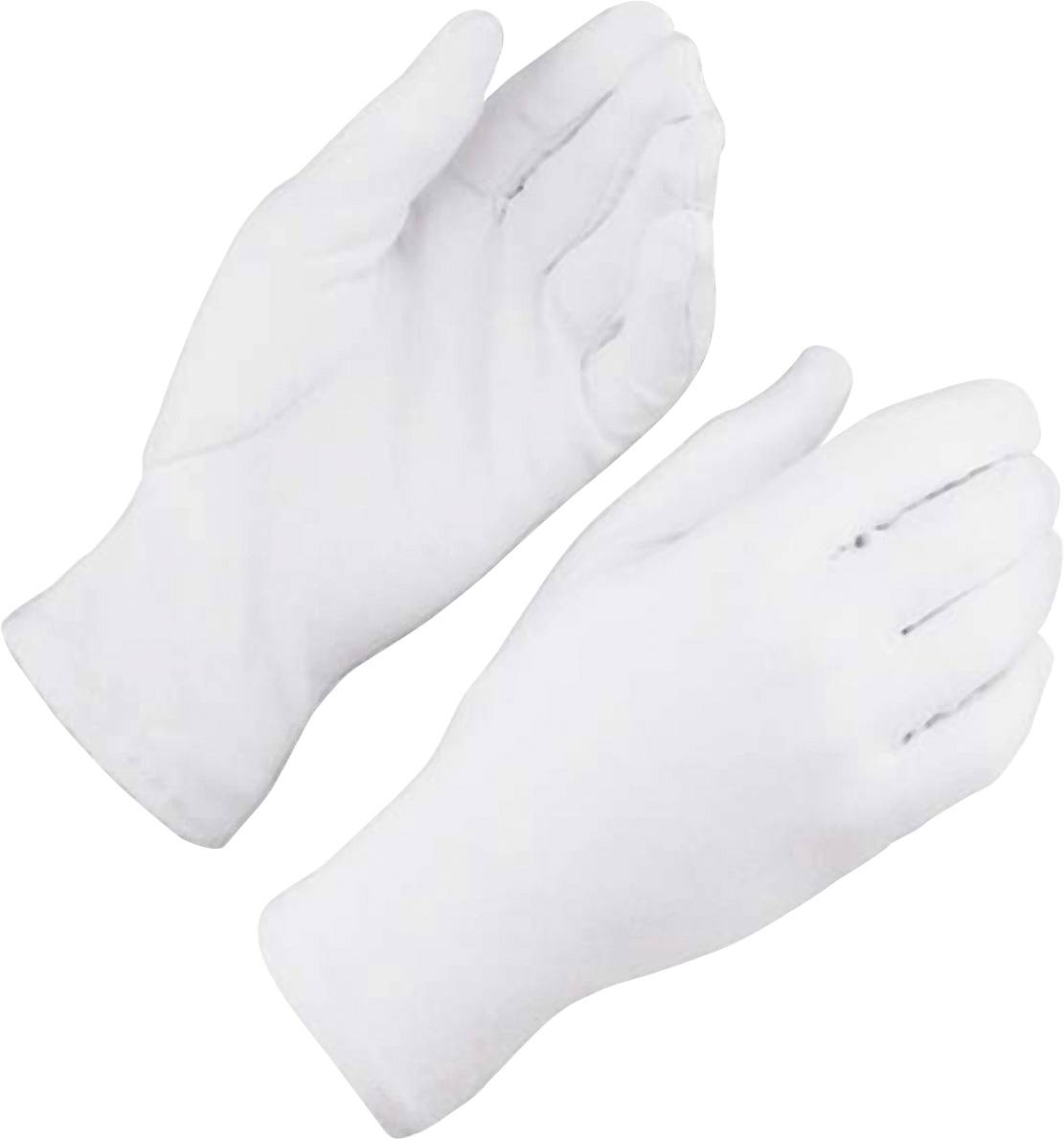 Witte handschoenen op een witte achtergrond; gebruiksvriendelijk in een medische of hygiënische context.