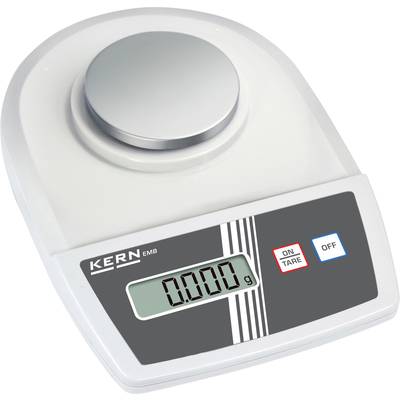 Digitale keukenweegschaal met een grijs behuizing, display toont '0,000 g', in het midden een rond platform, naast de aan-tarra- en uit-schakelaar.