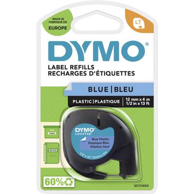 DYMO LT Labeltape   Tapekleur: Ultrablauw Tekstkleur: Zwart 12 mm 4 m