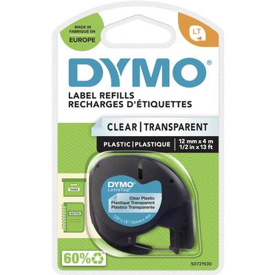 DYMO LT Labeltape  Kringloop kunststof Tapekleur: Transparant Tekstkleur: Zwart 12 mm 4 m