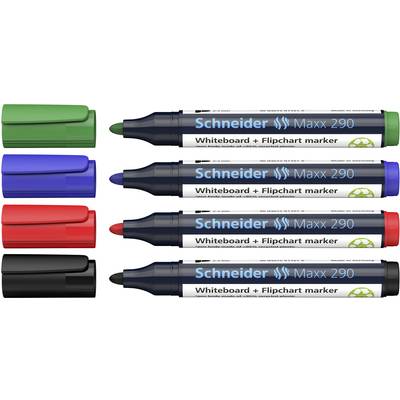 Schneider Schreibgeräte Maxx 290 129094 Whiteboardmarker Zwart, Rood, Blauw, Groen  4 stuk(s) 