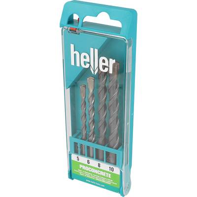 Pakket van vier Heller boorbitsen in een turquoise blisterpack gelabeld 'PROCONCRETE'.