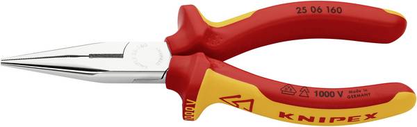 Knipex 25 06 160 Platte rondbektang VDE Recht Chroom-vanadium elektrostaal 160 mm