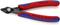 Een rode en blauwe Knipex-tang, geschikt voor het knippen van koper- en ijzerdraad.