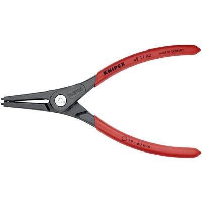Rode en zwarte borgveertang van Knipex, model 49 11 A2, voor ringen van 19 tot 60 mm. Vervaardigd in Duitsland.