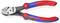 Rode en blauwe Knipex snijders met handvaten en tekst 'Patented cap. Piano ø 3 mm', ontworpen voor nauwkeurige snijdtaken.