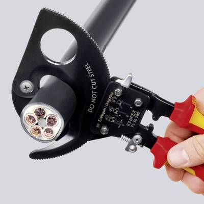 Knipex Knipex-Werk 95 36 280 Ratel-kabelsnijder Geschikt voor (striptechniek) Alu- en koperkabel, een- en meerdraads 52 