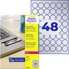 Avery-Zweckform L6129-20 Etiketten voor typeplaatjes Ø 30 mm Polyester folie Zilver 960 stuk(s) Permanent hechtend Laser (zwart/wit), Kopiëren (zwart/wit), Handschriften