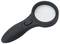 Zwarte loep met ergonomische handgreep en geïntegreerde LED-lichtknop, geschikt voor close-upweergaven en gedetailleerde onderzoeken.
