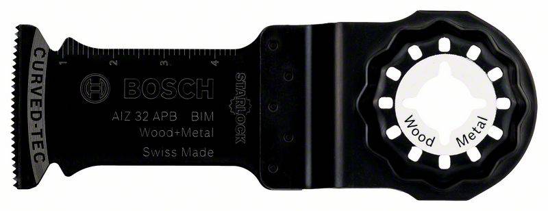 Multifunctioneel zaagblad van Bosch, geschikt voor hout en metaal. Model AIZ 32 APB met Starlock-bevestigingssysteem.