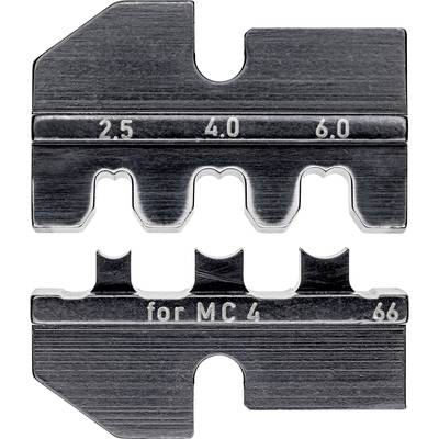 Twee zilveren crimpeenheden met de opschriften '2.5', '4.0', '6.0' en 'for MC 4 66', voor het verbinden van elektrische contacten.