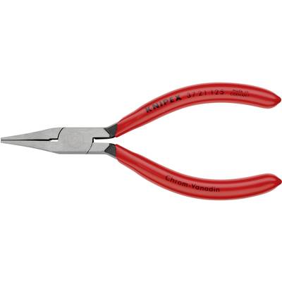Rode platbektang met de opdruk 'Knipex' op de handgreep. Geschikt voor grijp- en snijwerkzaamheden in ambachtelijke omgevingen.