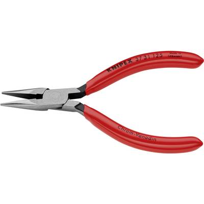 Een rode tang, model "Knipex 37 31 125", vervaardigd uit chroom-vanadiumstaal, met de tekst 'Made in Germany'.