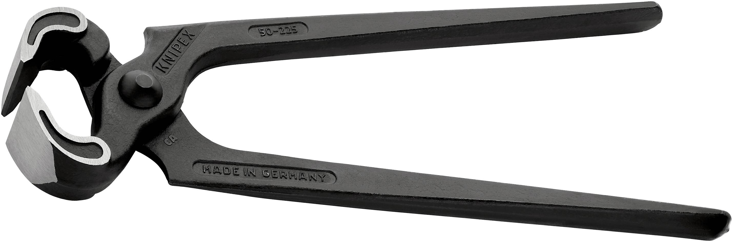 Nijptang van metaal, specifiek een montagetang, met geopende bek, geschikt voor het knippen van draad of spijkers.