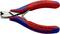 Een rode en blauwe tang met het opschrift 'Knipex', geschikt voor het knippen van koper tot 2,0 mm en hard draad tot 0,6 mm.