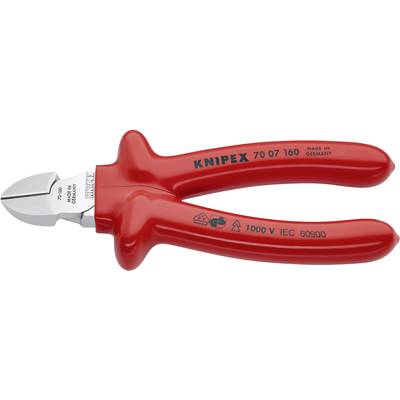Rode zijkniptang van het merk Knipex, model 70 07 160, met opschrift 'Made in Germany' en '1000 V IEC 60900'.