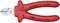 Een rode Knipex-zijsnijtang met isolatie tot 1000V conform IEC 60900-norm, vervaardigd in Duitsland.