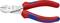 Een rode en blauwe Knipex zijkniptang, modelnummer 74 05 160, voor precies knippen van draden tot 2,0 mm diameter.