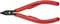 Rode precisie-zijkniptang met zwarte metalen snijkant, voorzien van opdruk 'Knipex 75 02 125', geschikt voor Cu max. ø 1,3 mm.
