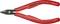 Zijkniptang met rode handgrepen, geschikt voor het knippen van koperdraad tot 1,3 mm en harde draden tot 0,4 mm, merk Knipex.