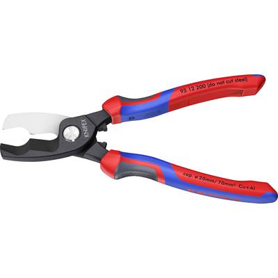 Speciale tang van Knipex, geschikt voor het doorsnijden van kabels tot 70 mm². Handgreep met blauwe en rode rubberen bekleding voor een betere grip.