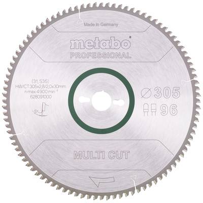 Metabo 628091000 Hardmetalen cirkelzaagblad "multi cut" HW/CT 305x30 96 FZ/TR5 