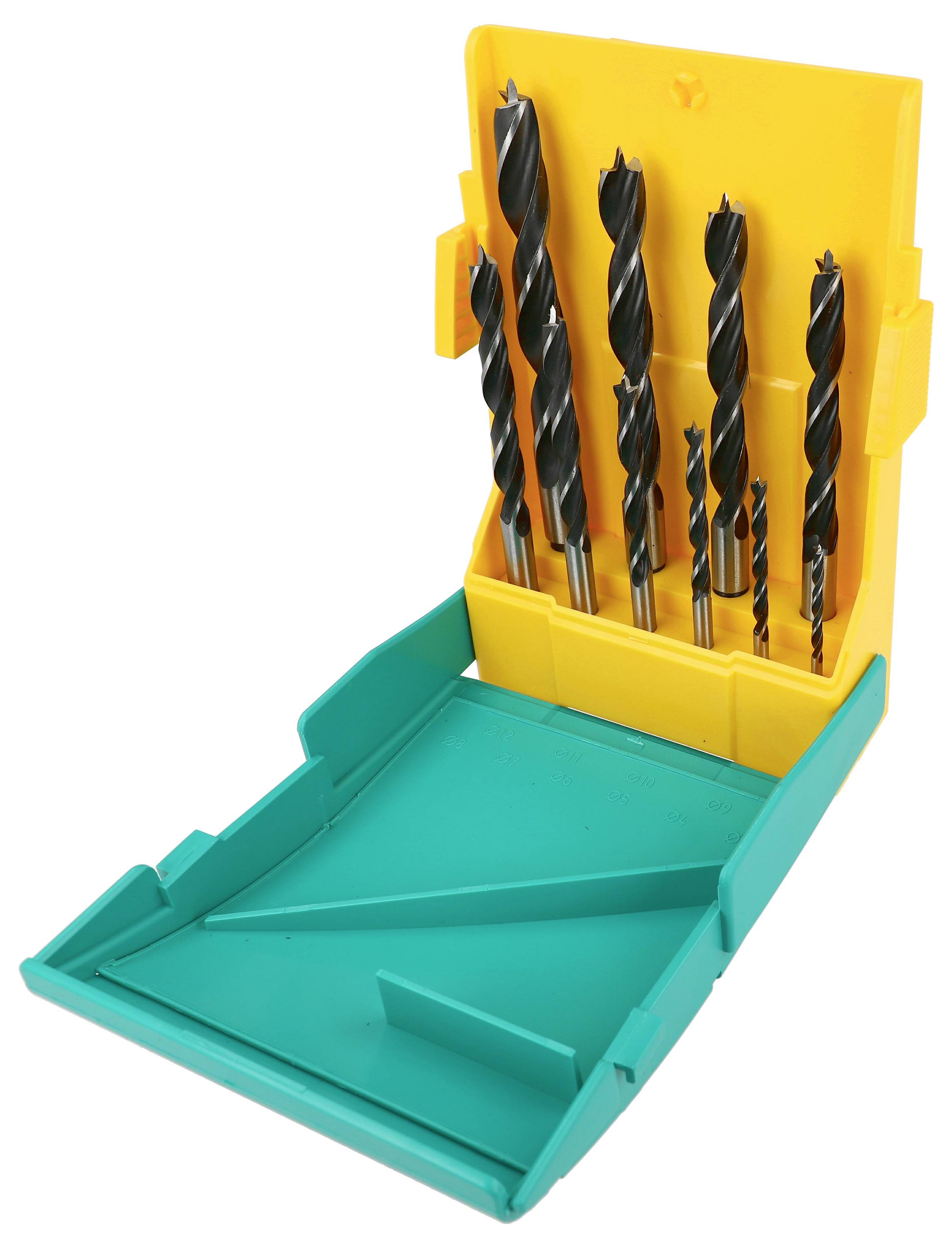 Heller 24646 0 Hout-spiraalboorset 10-delig 3 mm, 4 mm, 5 mm, 6 mm, 7 mm, 8 mm, 9 mm, 10 mm, 11 mm, 12 mm Cilinderschach-1