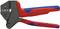 Een rode en blauwe krimptang van het merk Knipex, model 97 43 05, geschikt voor kabels van 0,5 tot 6,0 mm².