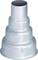 Metalen kegel in verschillende maten, zilverkleurig. Kan worden gebruikt als adapter of onderdeel van een buizensysteem.